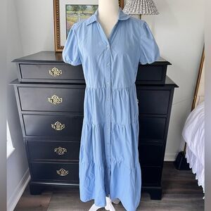 18 Centimeters Blue Button-Up Midi Dress size L